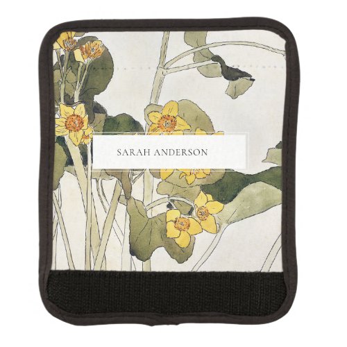 Retro Elegant Rustic Yellow Green Daffodil Floral Luggage Handle Wrap