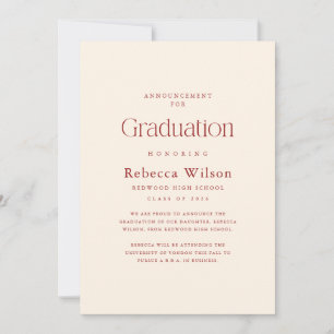 Retro Elegant Script High School Graduation Announcement