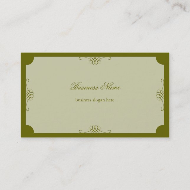 Retro Elegant Simple Dark Olive Green Business Business Card (Front)