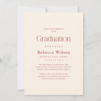 Retro Elegant Simple Grad Graduate Graduation Announcement