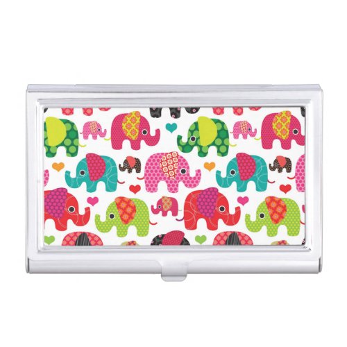 retro elephant kids pattern wallpaper business card holder