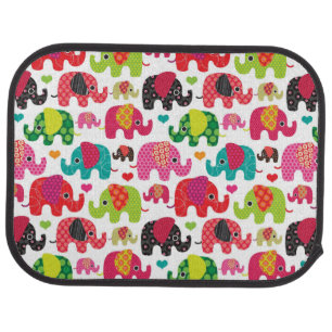 retro elephant kids pattern wallpaper car floor mat