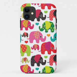retro elephant kids pattern wallpaper iPhone 11 case