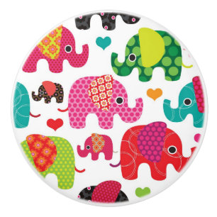 retro elephant kids pattern wallpaper ceramic knob