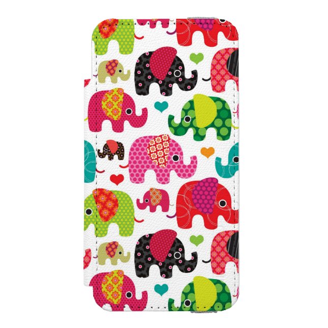 retro elephant kids pattern wallpaper incipio iPhone wallet case (Folio Front)