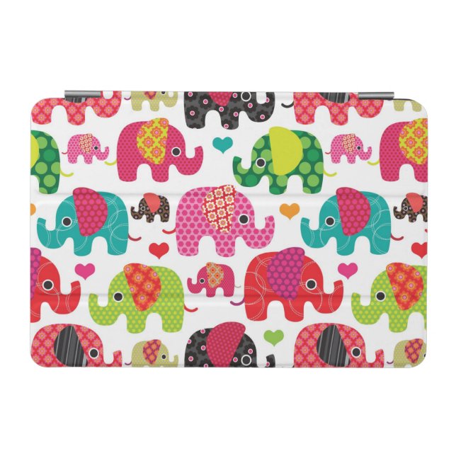 retro elephant kids pattern wallpaper iPad mini cover (Horizontal)