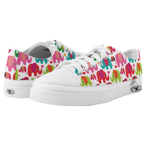 retro elephant kids pattern wallpaper Low_Top sneakers