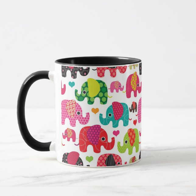 retro elephant kids pattern wallpaper mug (Left)
