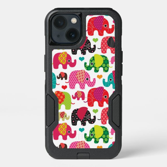 retro elephant kids pattern wallpaper otterbox iPhone case (Back)