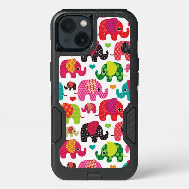 retro elephant kids pattern wallpaper otterbox iPhone case (Back)