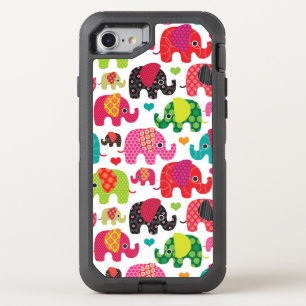 retro elephant kids pattern wallpaper OtterBox defender iPhone SE/8/7 case