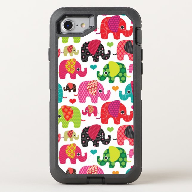 retro elephant kids pattern wallpaper otterbox iPhone case (Back)