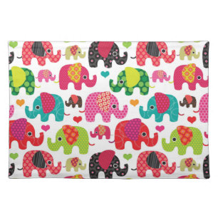retro elephant kids pattern wallpaper placemat