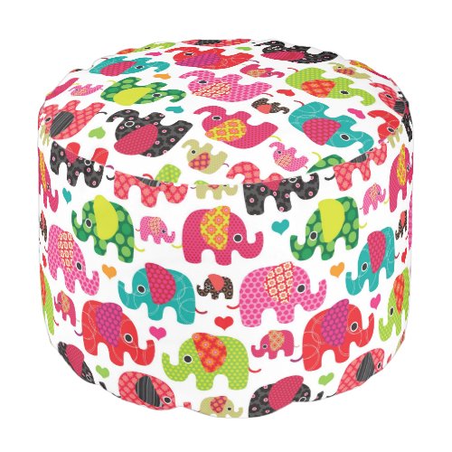 retro elephant kids pattern wallpaper pouf