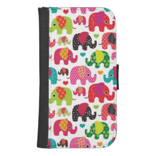 retro elephant kids pattern wallpaper wallet phone case for samsung galaxy s4