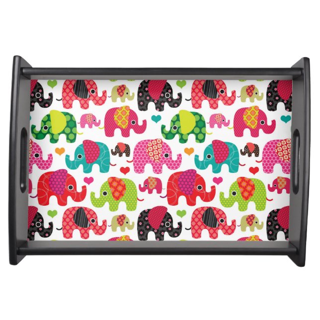 retro elephant kids pattern wallpaper serving tray (Front)