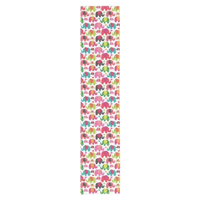 retro elephant kids pattern wallpaper short table runner (Front)