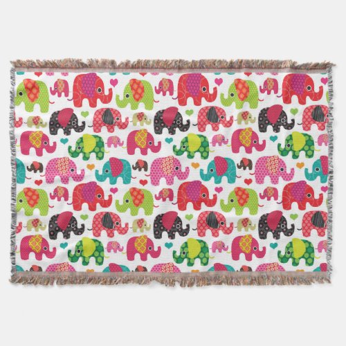 retro elephant kids pattern wallpaper throw blanket