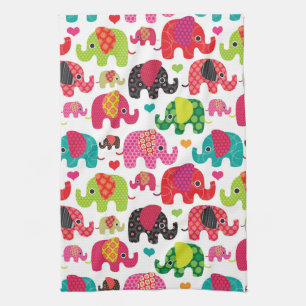retro elephant kids pattern wallpaper towel