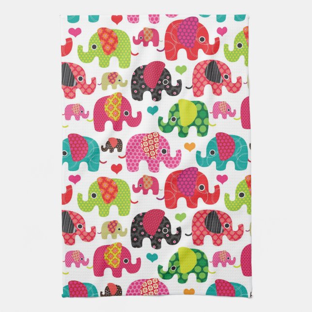 retro elephant kids pattern wallpaper towel (Vertical)