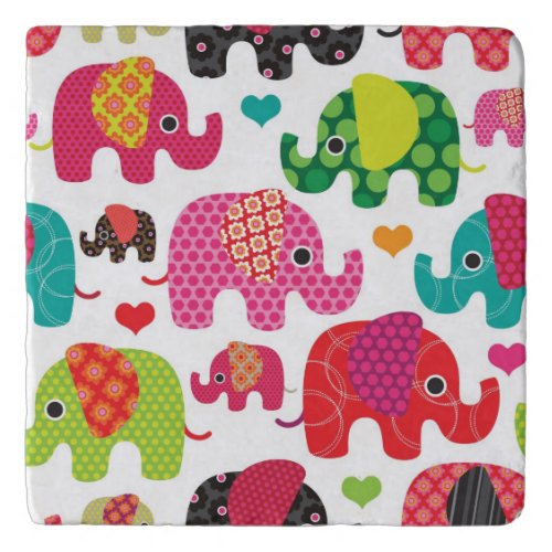 retro elephant kids pattern wallpaper trivet