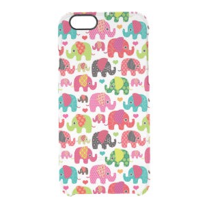 retro elephant kids pattern wallpaper clear iPhone 6/6S case