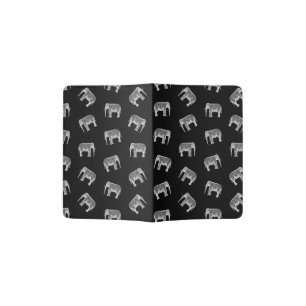 Retro Elephant Print Pattern Black & White Design Passport Holder
