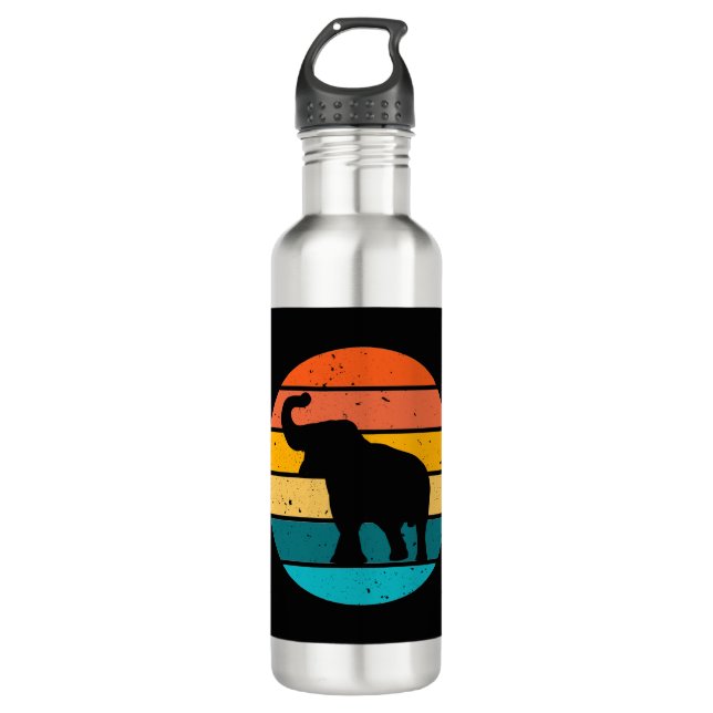 Retro Elephant Stainless Steel Water Bottle (Front)