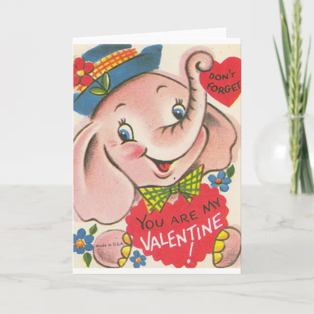 Retro Elephant Valentine's Day Card | Zazzle