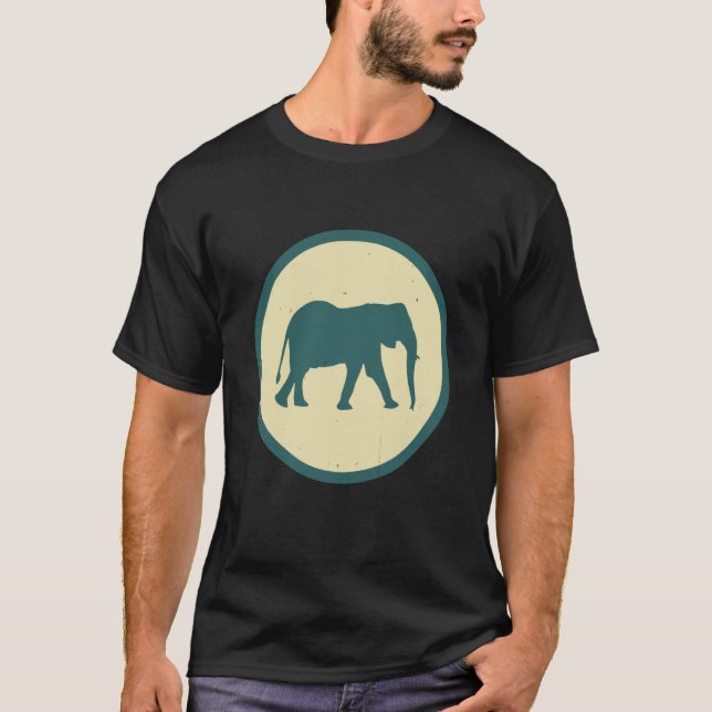 Retro Elephant Vintage Wild Animal T-Shirt (Front)