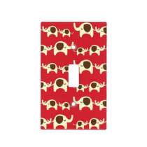 Retro Elephants on Red Light Switch Cover