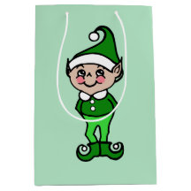 Retro Elf Christmas Holiday Gift Bag