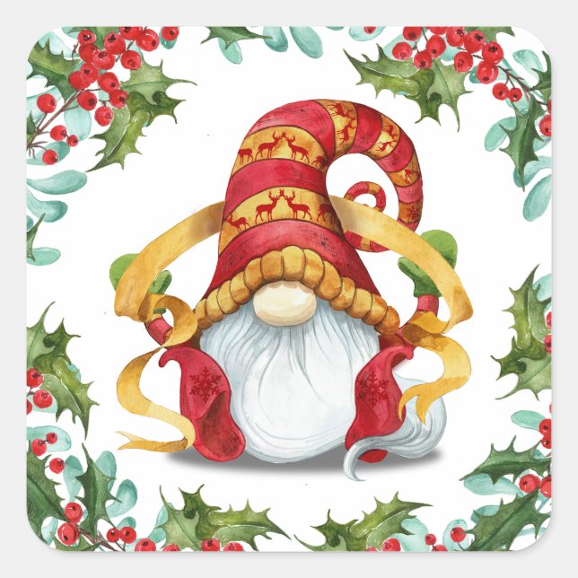 Retro Elf Gnome Christmas Holiday Envelope Seals (Front)