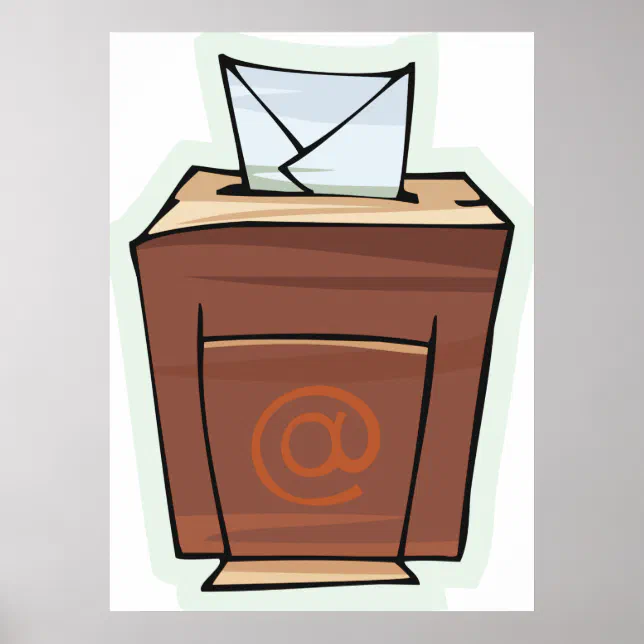Retro Email Inbox Icon Cartoon Style Poster | Zazzle