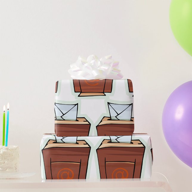 Retro Email Inbox Icon Cartoon Style  Wrapping Paper (Creator Uploaded)