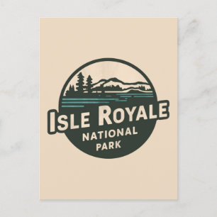 Retro Emblem of Isle Royale National Park Holiday Postcard