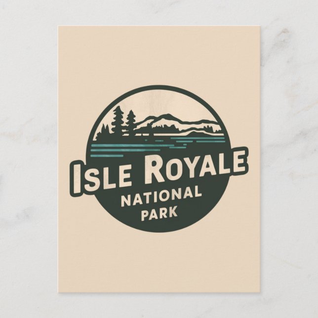 Retro Emblem of Isle Royale National Park Holiday Postcard (Front)