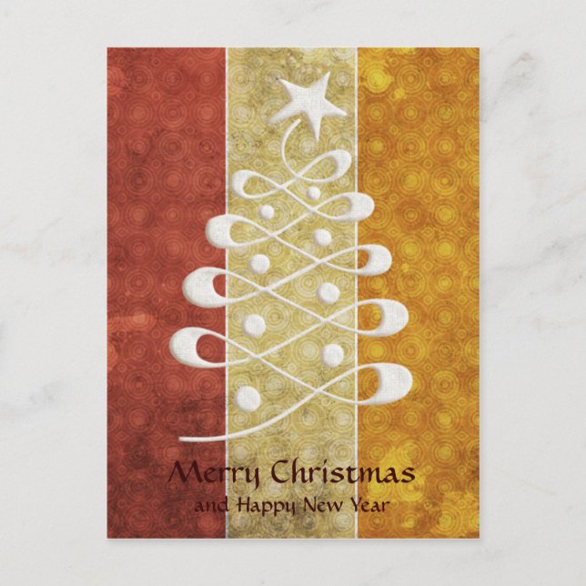 Retro Embossed Christmas Tree Postcard (Front)