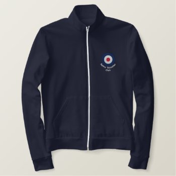 Retro Embroidered Mod Scooter Target Fleece Jogger Embroidered Jacket by Auslandesign at Zazzle