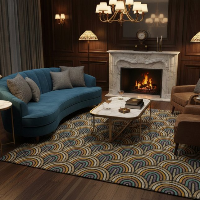 Retro Embroidery Arc Pattern Area Rug  (Creator Uploaded)