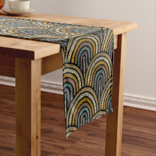 Retro Embroidery Arc Pattern Table Runner