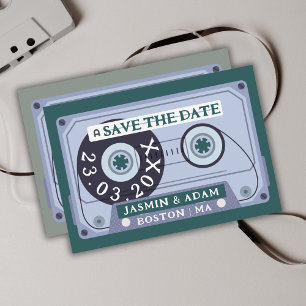 Retro Emerald Green Cassette Tape Save The Date