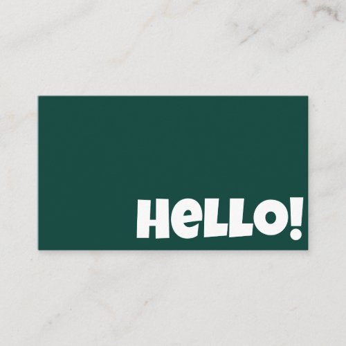 Retro Emerald Green QR Code Hello Modern Boho Business Card