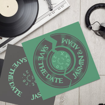 Retro Emerald Green Vinyl Record Groovy Wedding Save The Date by TheSundayCollective_ at Zazzle