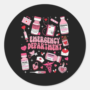 Retro Emergency Department Ed Er Nurse Valentines Classic Round Sticker