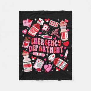 Retro Emergency Department Ed Er Nurse Valentines Fleece Blanket