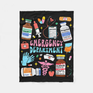 Retro Emergency Department Emergency Room Er Ed Nu Fleece Blanket