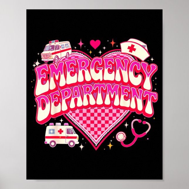 Retro Emergency Department Valentine Nk Nurse Aest Poster (Front)