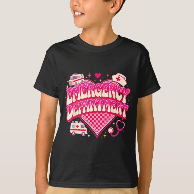 Retro Emergency Department Valentine Nk Nurse Aest T-Shirt (Front)