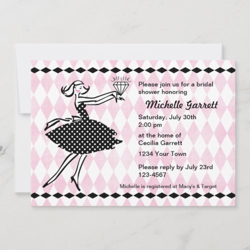 Retro Engaged II Bridal Shower Invitation